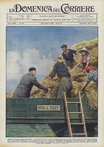 Grüßt den ersten Weizen von Littoria! rief der Duce seinen Begleitern zu von Achille Beltrame
