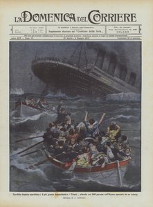 Schreckliches Schiffsunglück, der größte Ozeandampfer Titanic sinkt mit 1600 Menschen von Achille Beltrame