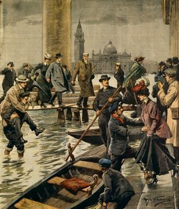 Das Phänomen des Hochwassers auf dem Markusplatz in Venedig von Achille Beltrame