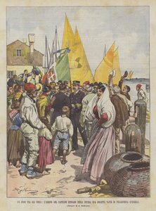 Ein Held unter den Demütigen, die Ankunft von Kapitän Zennaro in seiner armen Heimatinsel Pellestrina (Venedig) von Achille Beltrame