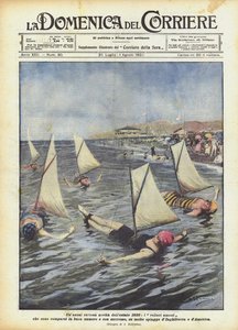 Eine sehr kuriose Neuheit des Sommers 1920, die menschlichen Segelschiffe, die in großer Zahl erschienen sind