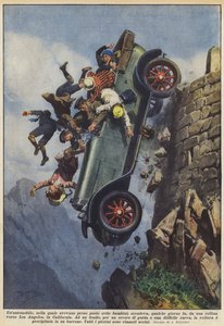 Ein Auto, in dem sieben Kinder saßen, fuhr vor einigen Tagen hinunter von Achille Beltrame