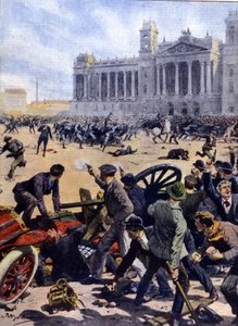 Arbeiteraufstand in Budapest 1912 für allgemeines Wahlrecht von Achille Beltrame