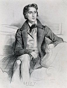 Porträt des ungarischen Komponisten und Pianisten Franz Liszt (Doborjan) von Achille Devéria