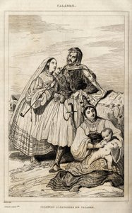 Eine albanische Kolonie in Kalabrien, Gravur von Deveria, in „Italien pittoresk“, Amable Coste Herausgeber, Paris