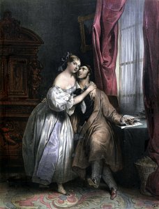 Verliebte - von Achille Deveria, Lithographie