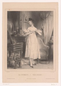 Junge Frau in ihrem Unterkleid von Achille Devéria