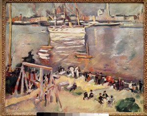 Einlaufen einer Korvette in den Hafen von Antwerpen von Achille Emile Othon Friesz