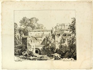 Landschaft mit Ruinen und Viadukt