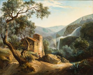 Landschaft mit Wasserfall, ca. 1830