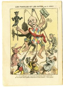 Illustration von Achille Lemot (1846-1909) in Le Pèlerin, 21/03/09 - Worte und Taten - Antisemitismus, Antimasonismus Freimaurerei, England Großbritannien, Religion Glaube, Katholizismus - Clemenceau George, Jude, Priester - Vergegenständlichung, Reifikati von Achille Lemot