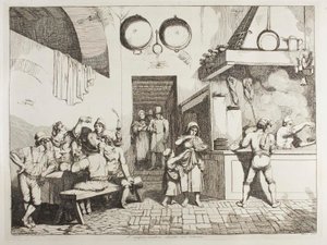 Der Improvisator in einer Osteria von Achille Pinelli
