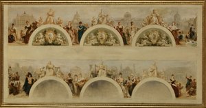 Die Stadt Paris bietet allen Nationen die Gastfreundschaft ihrer Kunstschulen, Museen und wissenschaftlichen Einrichtungen - Skizze für die Eingangshalle des Hôtel de Ville de Paris von Achille Sirouy