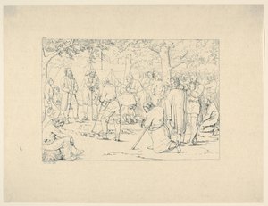 Gebet im Lager von Stonewall Jackson aus Confederate War Etchings, 1861-63 von Adalbert John Volck