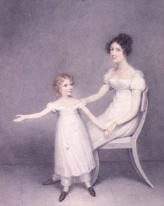 Lady Louth, Tochter des 13. Baron Dunsany, mit ihrer Tochter von Adam Buck