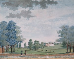 Das Große Haus und der Park in Chawton, ca. 1780 von Adam Callander