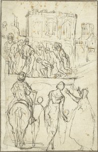 Josephus wird von Nicanor vor Kaiser Vespasianus geführt von Adam Elsheimer