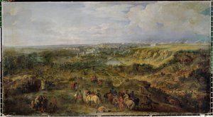 Ansicht der Stadt Luxemburg, Seite der Mansfeld-Bäder von Adam Frans van der (circle of) Meulen