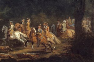 König Ludwig XIV. bei der Jagd (Detail). Gemälde von Adam Francois Van Der Meulen (1632-1690) von Adam Frans van der Meulen