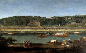 Ansicht des Schlosses von Saint Cloud mit der königlichen Galerie an der Seine von Adam Frans van der Meulen