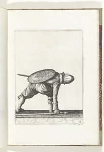 Übung mit Schild und Speer: Der Soldat bückt sich, um den Speer aufzuheben (Nr. 28), 1618