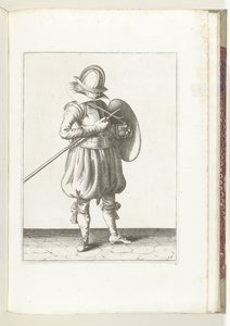 Übung mit Schild und Speer: Der Soldat hält Speer und Schild nah am Körper (Nr. 15), 1618 von Adam van Breen