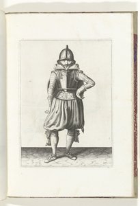 Die Übung mit Schild und Speer: der Soldat steht in Ruhe mit dem Schild auf dem Rücken (Nr. 27), 1618
