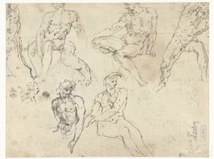 Studien von sitzenden nackten Männern, die Ignudi von Adamo Scultori