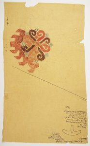 Teppich und Skizze einer bronzenen Waffe von Adela Breton
