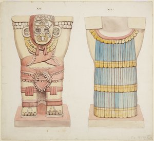 Karyatide XIV aus der äußeren Kammer, Oberer Tempel der Jaguare (Tempel A), Großer Ballspielplatz, Chichen Itza, Mexiko