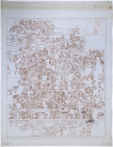 Kopie eines Wandgemäldes, Oberer Tempel der Jaguare, Südende, Westwand, Oberer Tempel der Jaguare, Chichen Itza, Mexiko