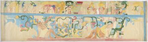 Kopie eines Wandgemäldes von der Südwestwand, Oberer Tempel der Jaguare, Chichen Itza, Mexiko von Adela Breton