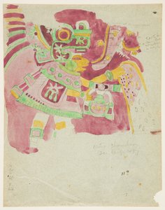 Gemälde eines Freskos aus der äußeren Kammer, Penafiel, Teotihuacan, Mexiko