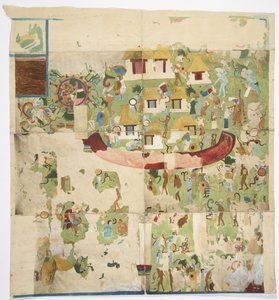 Wandgemälde vom Nordpaneel an der Westwand, Tempel A, Großer Ballspielplatz, Chichen Itza, Yucatan, Mexiko von Adela Breton