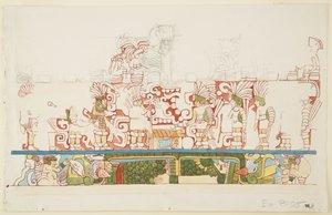 Steinrelief aus der Mitte der Nordwand, Nordgebäude C, Ballspielplatz, Chichen Itza, Mexiko