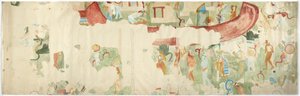 Abzeichnung einer Wandmalerei von der Nordwestwand, innere Kammer, Oberer Tempel der Jaguare, Chichen Itza, Mexiko von Adela Breton