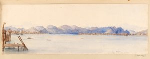 Borneo - Blick auf den Fluss von unserem Haus aus, aus dem Westindien-, Nordamerika- und Borneo-Sammelalbum, ca. 1845 von Admiral Sir Edward Gennys Fanshawe