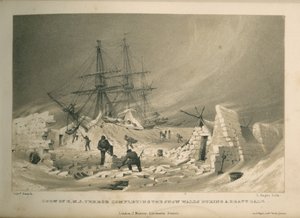 Besatzung der H.M.S. Terror beim Bau der Schneewände während eines schweren Sturms von Admiral William Henry Smyth