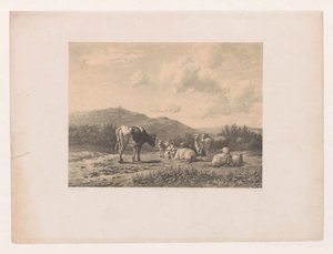 Landschaft mit Vieh von Adolf Carel Nunnink