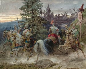 Der Weg nach Chernomor. Illustration zum Gedicht Ruslan und Ljudmila von A. Puschkin