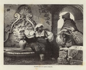 Brunnen in einem römischen Innenhof von Adolf Closs