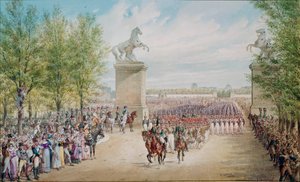 Zar Alexander I. (1777-1825) zieht mit seiner Armee 1814 in Paris ein