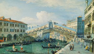 Die Rialtobrücke am Canal Grande, Venedig von Adolf Sukkert
