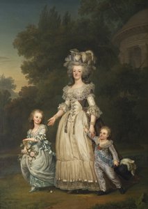 Königin Marie Antoinette mit ihren Kindern im Park von Trianon von Adolf Ulrich Wertmuller