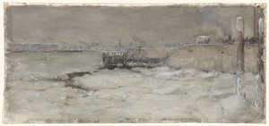 Das Schieben des Eises auf der Maas in Rotterdam