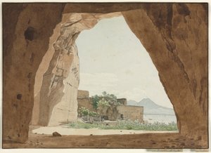 Vesuv und die Bucht von Neapel aus einer Höhle von Adolf von Heydeck