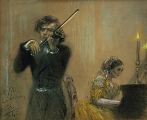 Clara Schumann (1819-96) und Joseph Joachim im Konzert von Adolph Menzel