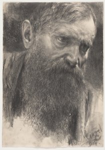 Kopf eines bärtigen Mannes im Halbprofil von Adolph Menzel