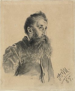 Porträt eines bärtigen Mannes von Adolph Menzel