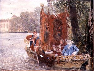 Flussfahrt in Rheinsburg, 1860 von Adolph Menzel